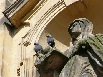 Fassadenausschnitt der Pfarrkirche zu Kloster Banz Fassadenausschnitt der Pfarrkirche zu Kloster Banz